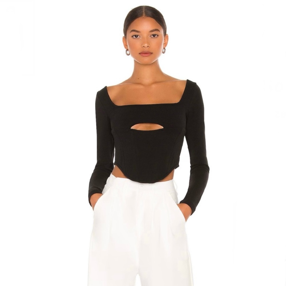 NEW ATOIR REVOLVE BLACK RIBBED BUSTIER CROP TOP